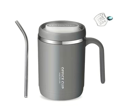 Large Capacity Water Cup With Straw And Lid Grey