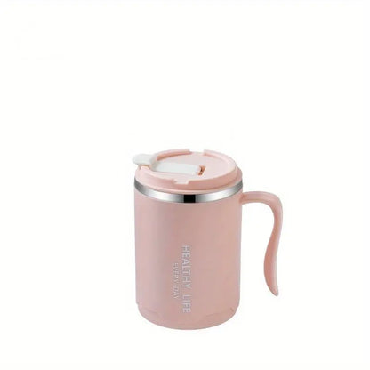 Stainless steel coffee mug with lid 500ml